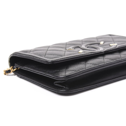 Chanel Caviar Quilted CC Filigree Wallet On Chain WOC Black 5 of 8