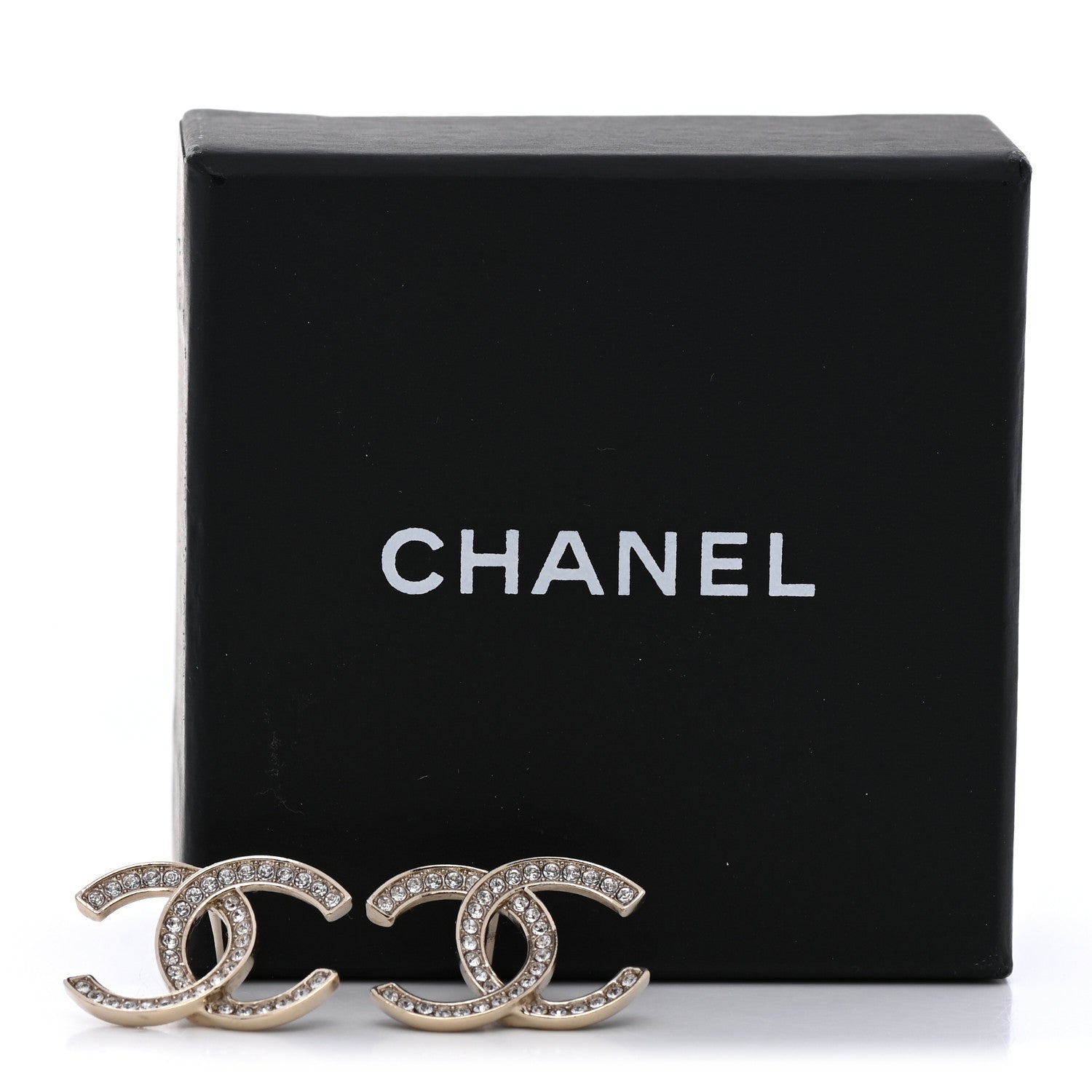 Chanel Crystal CC Earrings Silver 5 of 5