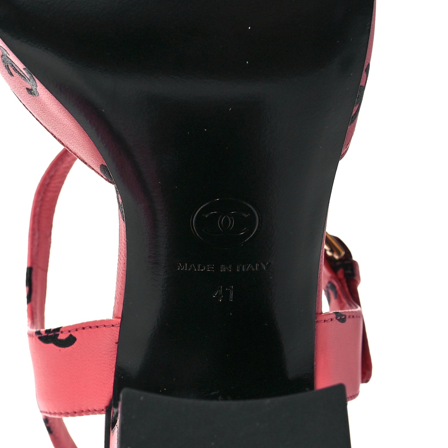 Lambskin Printed CC Sandals 41 Pink Black