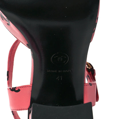 Chanel Lambskin Printed CC Sandals 41 Pink Black 7 of 11