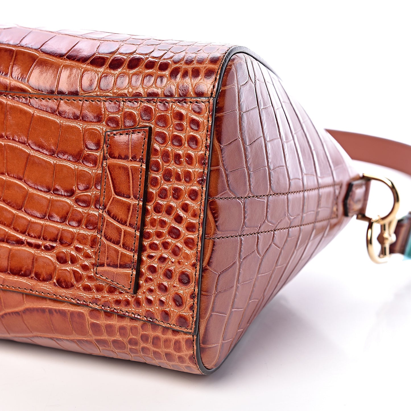 Calfskin Crocodile Embossed Small Antigona Cognac
