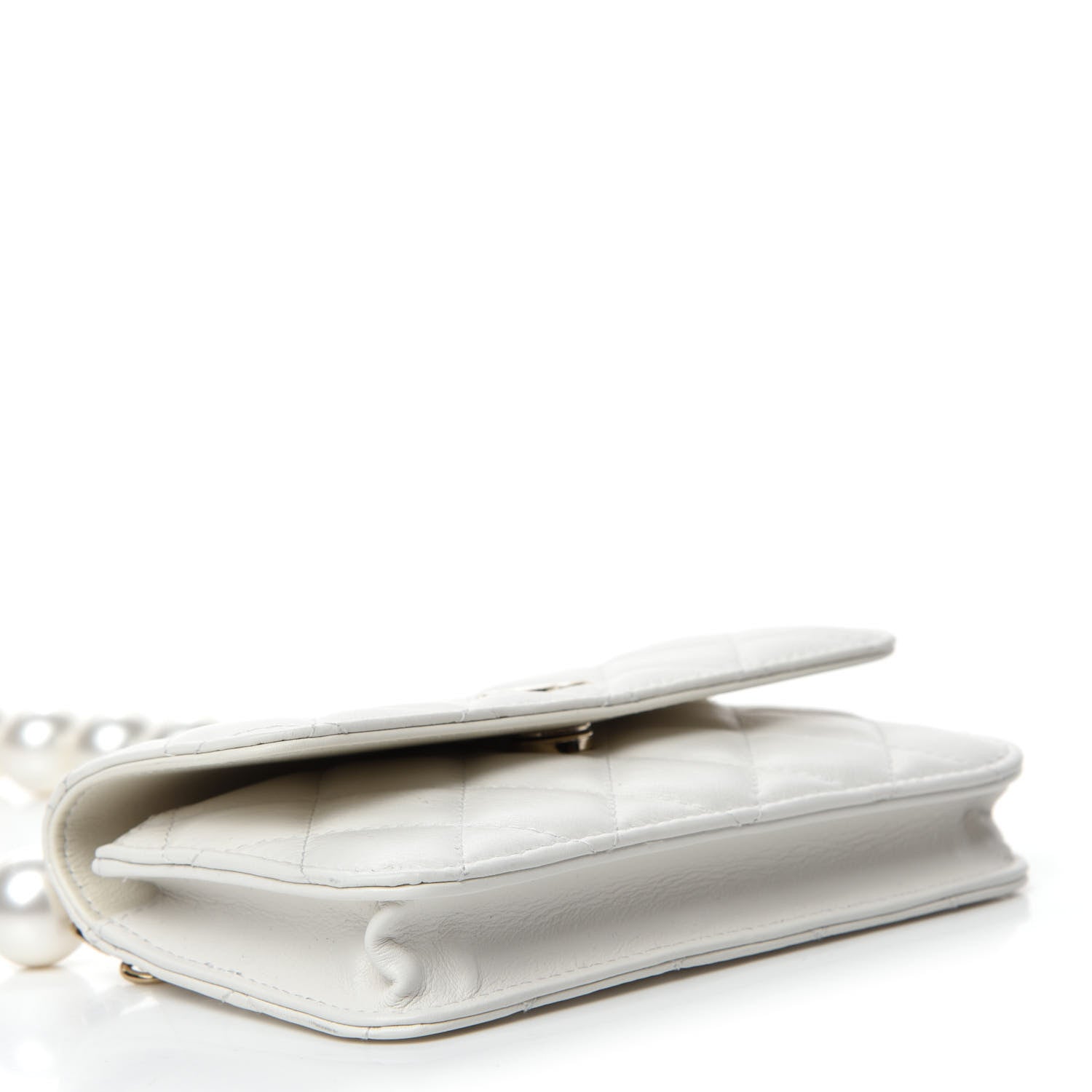 Chanel Calfskin Quilted Maxi Pearls Clutch With Chain White 4 of 12