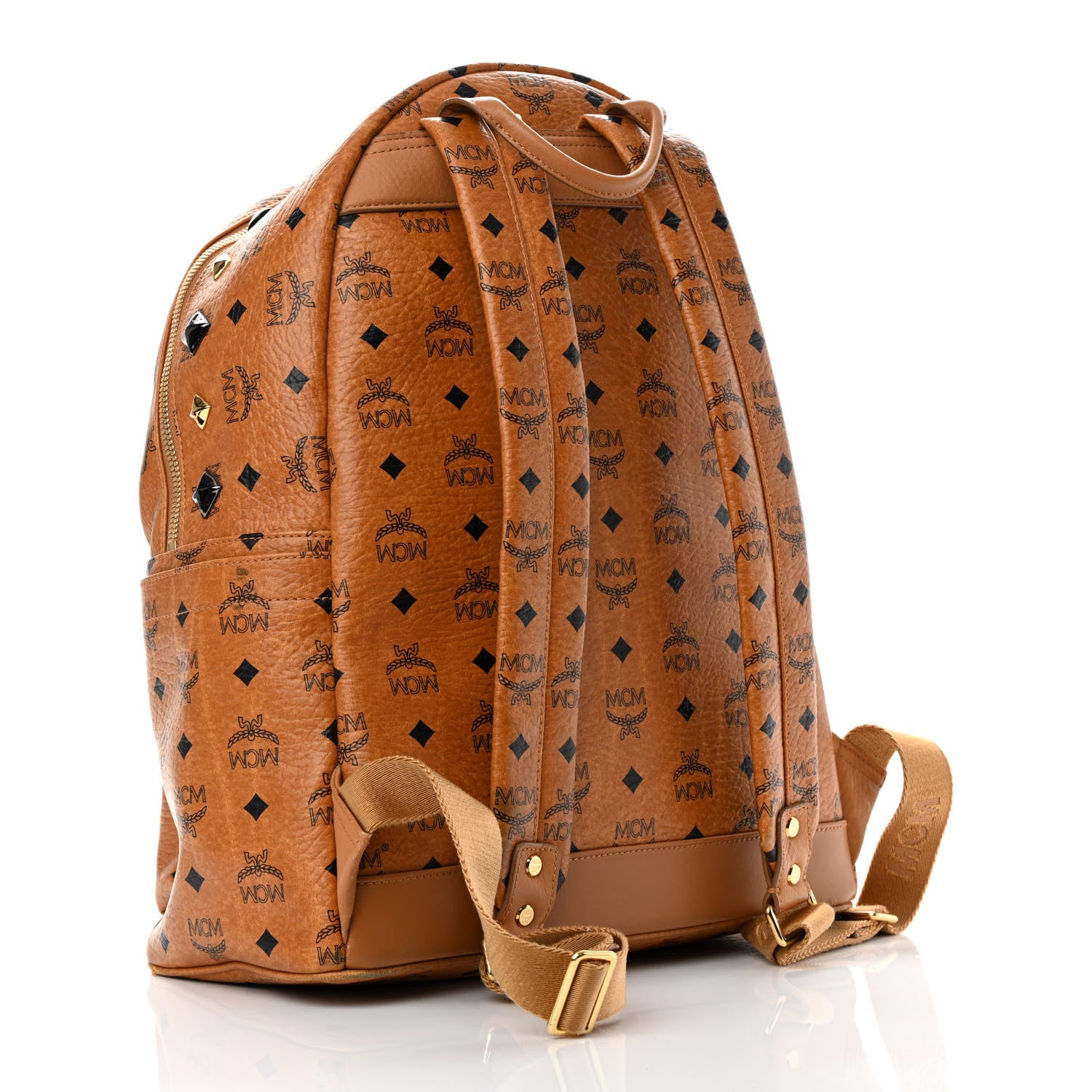 MCM Visetos Studded Medium Stark M Backpack Cognac 3 of 19