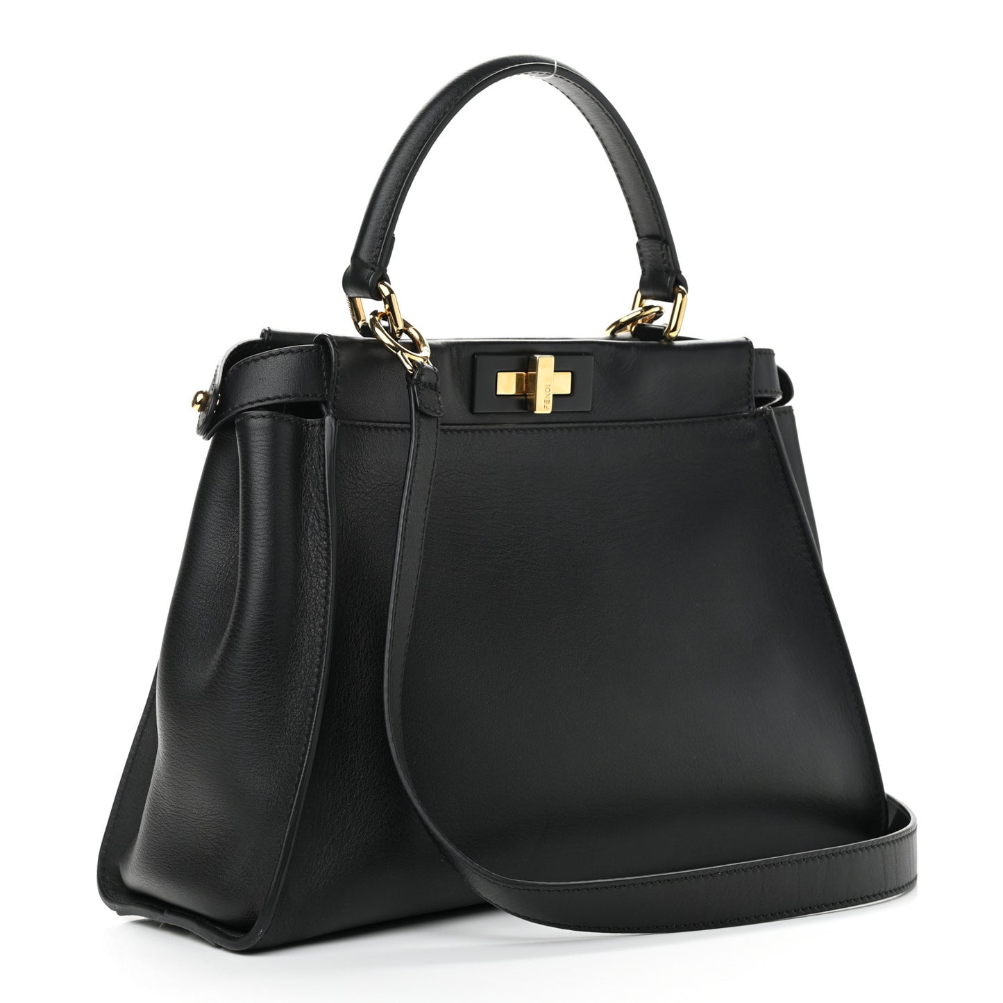 Vitello Seta Shiny Nappa Medium Peekaboo Iconic Satchel Black