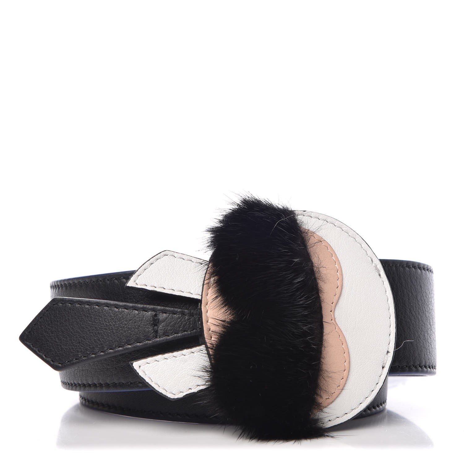 Fendi Vitello Dolce Mink Fur Karlito Inlay Strap You Black Multicolor 2 of 3