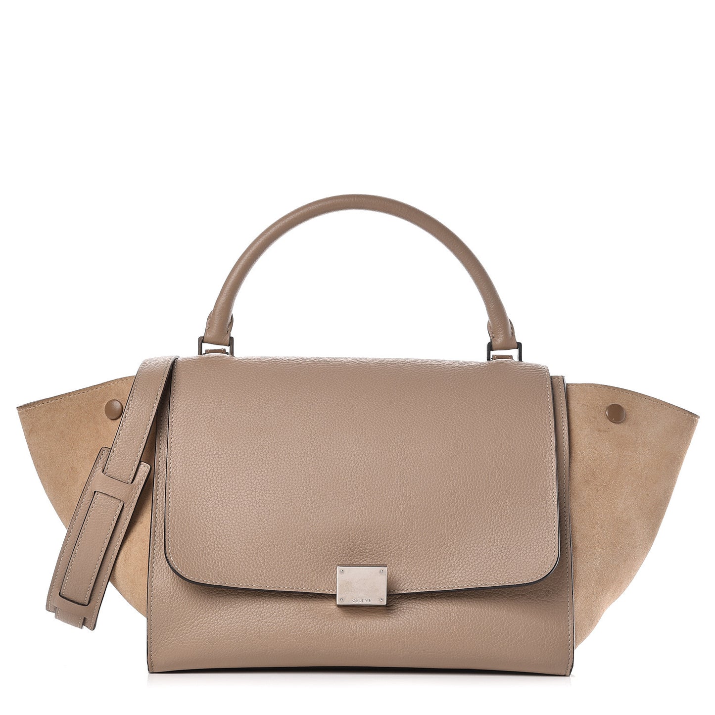 Drummed Calfskin Suede Small Trapeze Dune