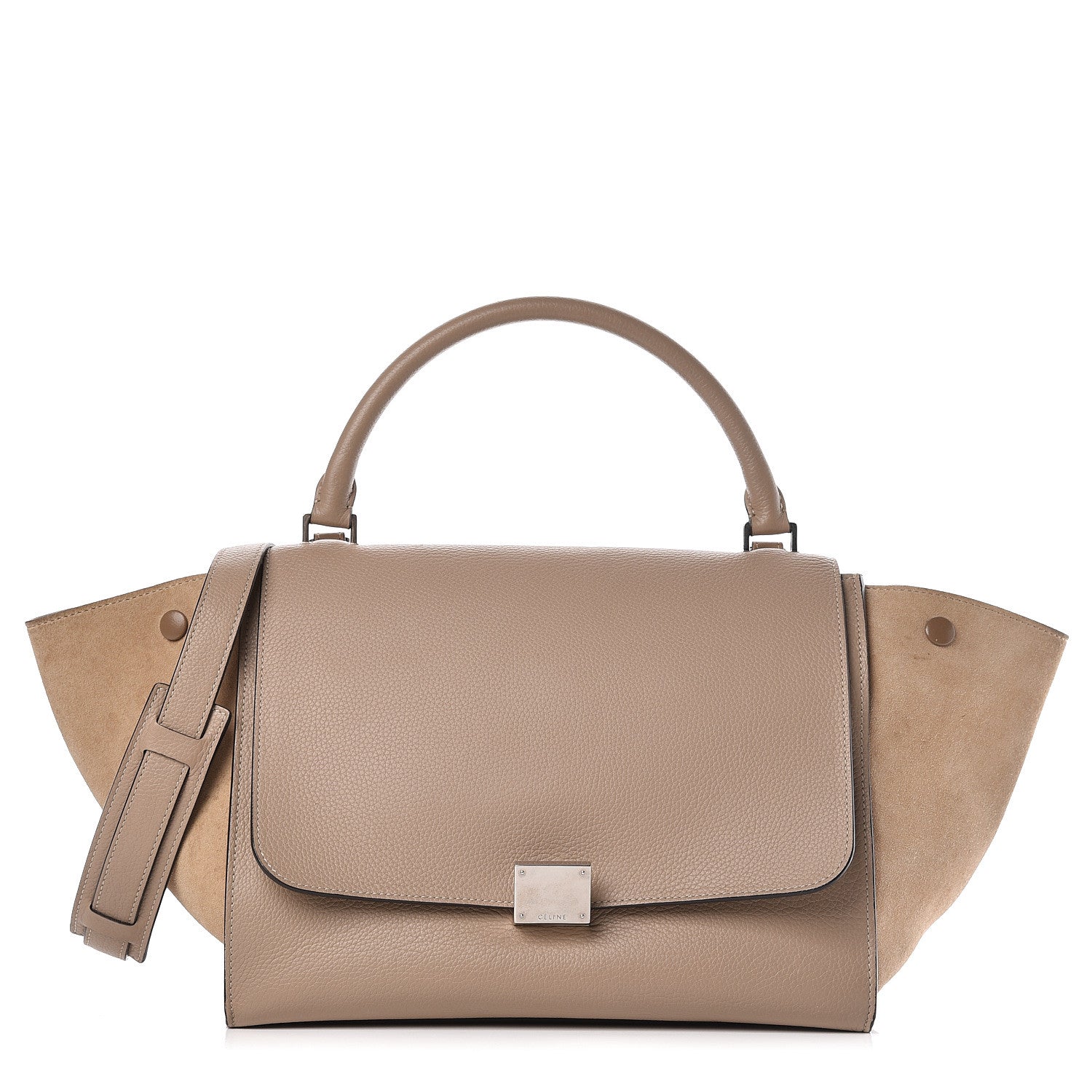 Celine Drummed Calfskin Suede Small Trapeze Dune 1 of 13