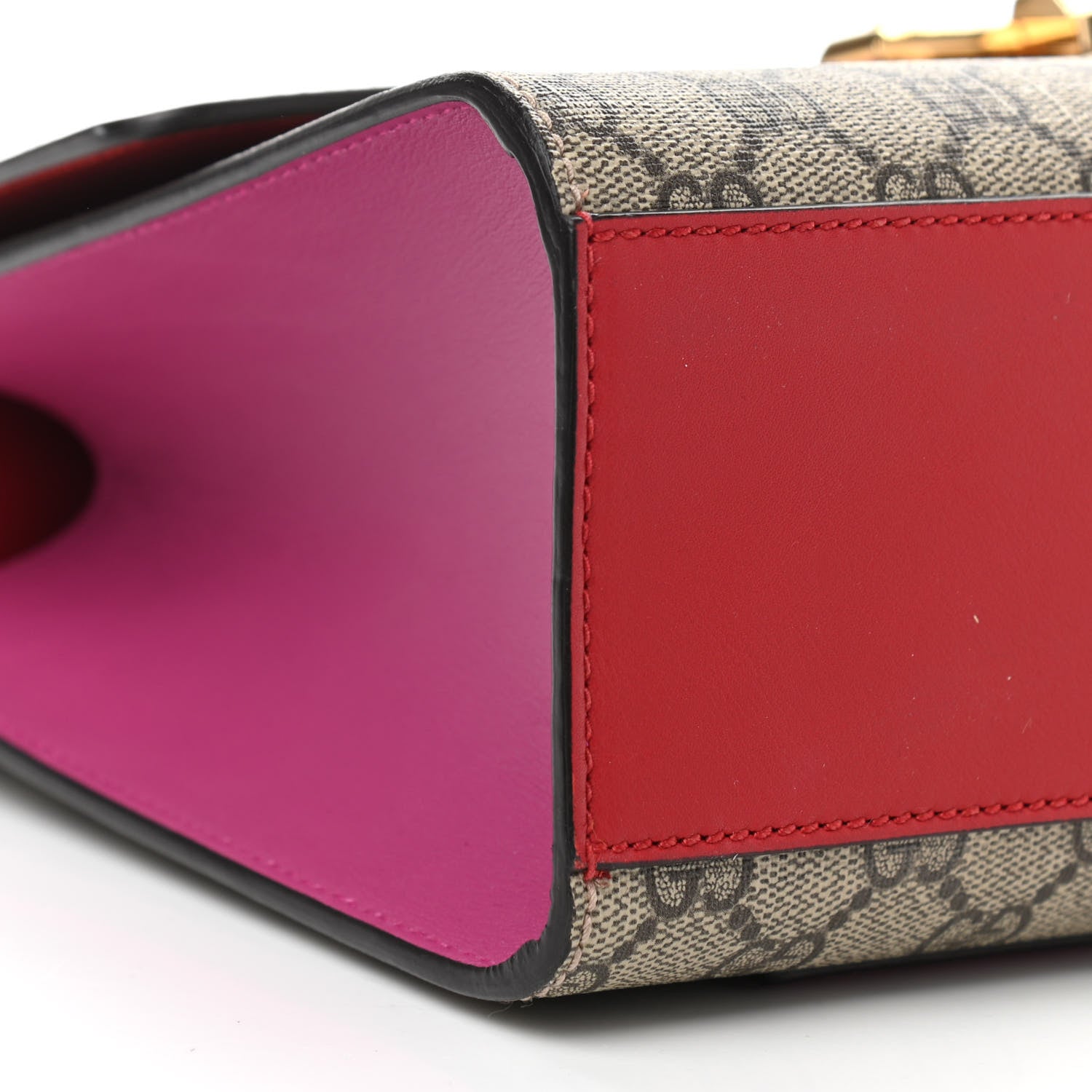 Gucci GG Supreme Monogram Calfskin Medium Padlock Shoulder Bag Beige Hibiscus Red New Rosette 9 of 10