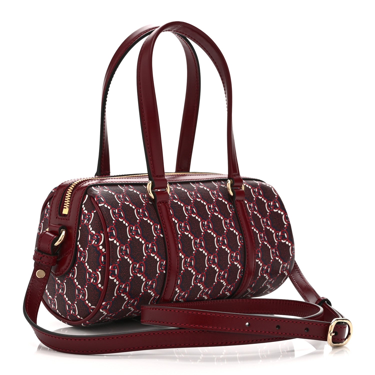 Gucci GG Shadow Monogram Ophidia Top Handle Bowler Bag  Rosso Ancora Red 3 of 10