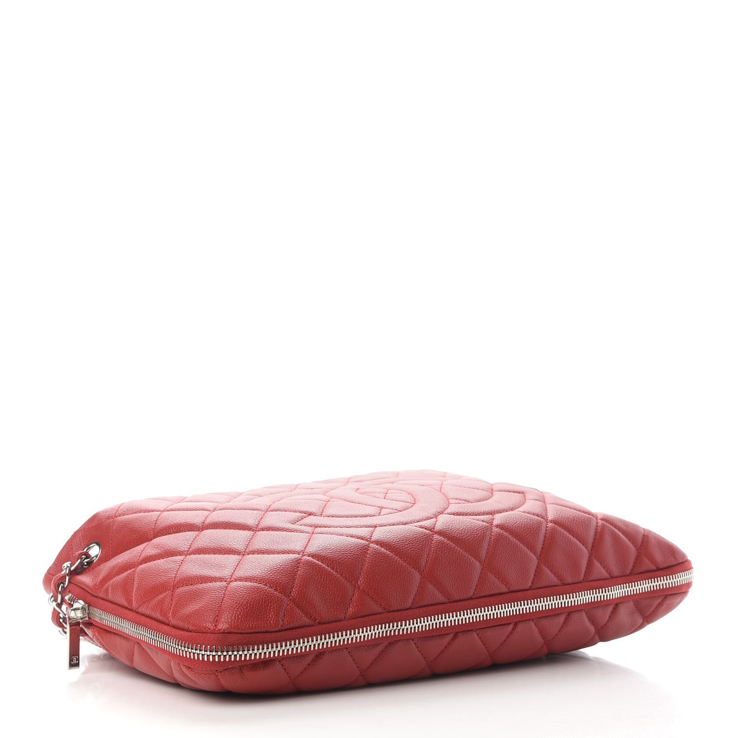Caviar Quilted Expandable Zip Shoulder Bag Red
