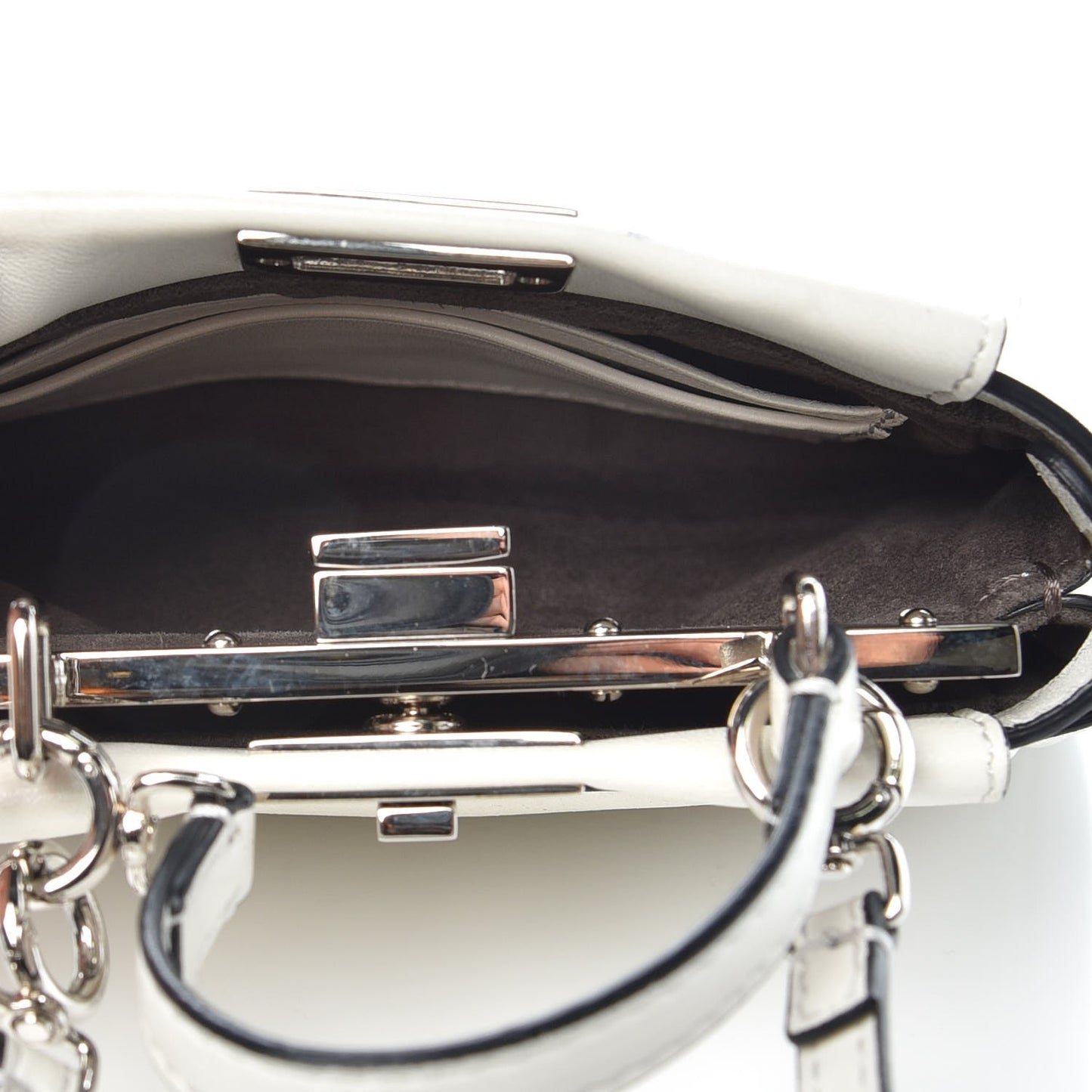 Shiny Nappa Micro Peekaboo Iconic Satchel White