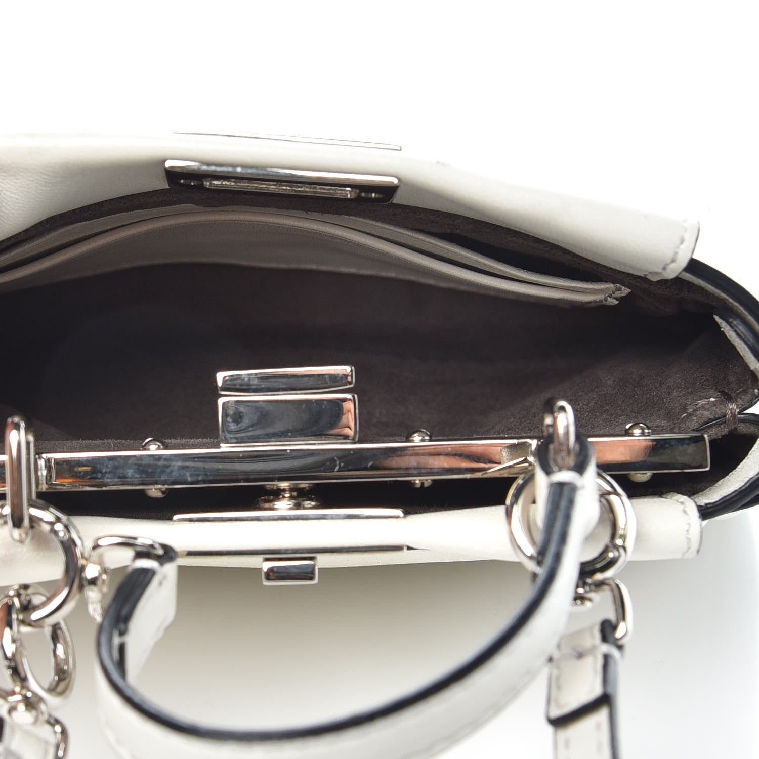 Fendi Shiny Nappa Micro Peekaboo Iconic Satchel White 6 of 11