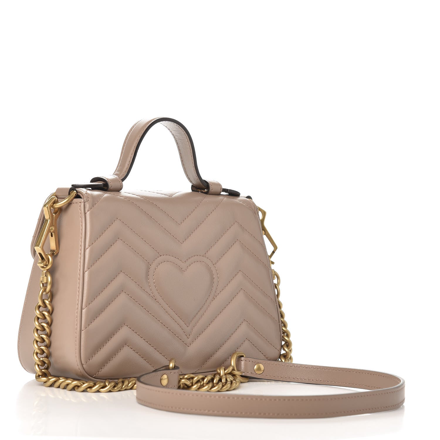 Gucci Calfskin Matelasse Mini GG Marmont Top Handle Shoulder Bag Porcelain Rose 3 of 10