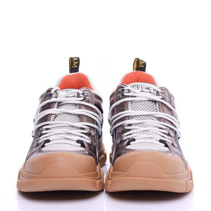 Gucci X SEGA Metallic Calfskin Mesh Womens Flashtrek Sneakers 40.5 Rame Mystic White Lago 3 of 10