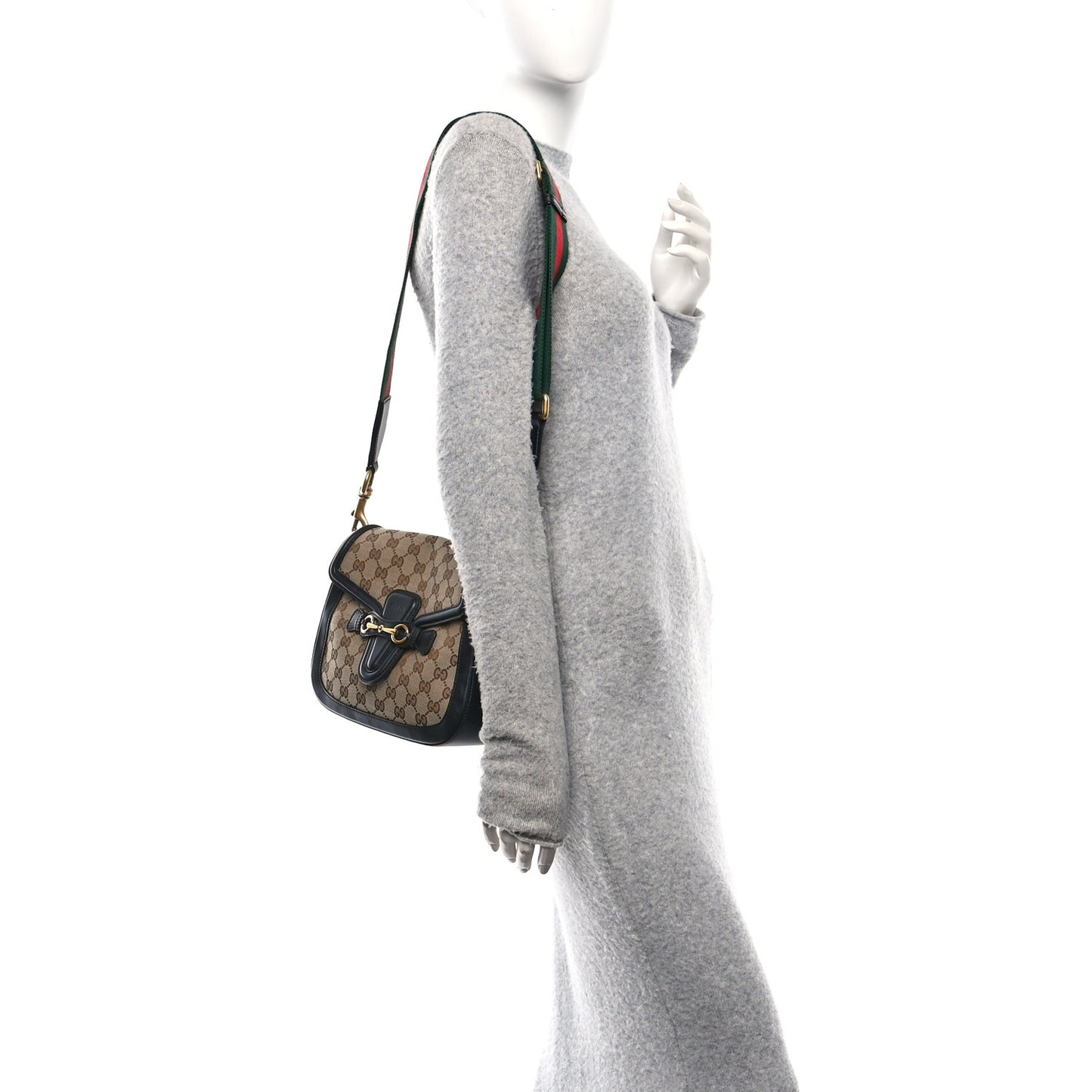 Monogram Ruinart Calfskin Medium Lady Web Shoulder Bag Beige Ebony Black