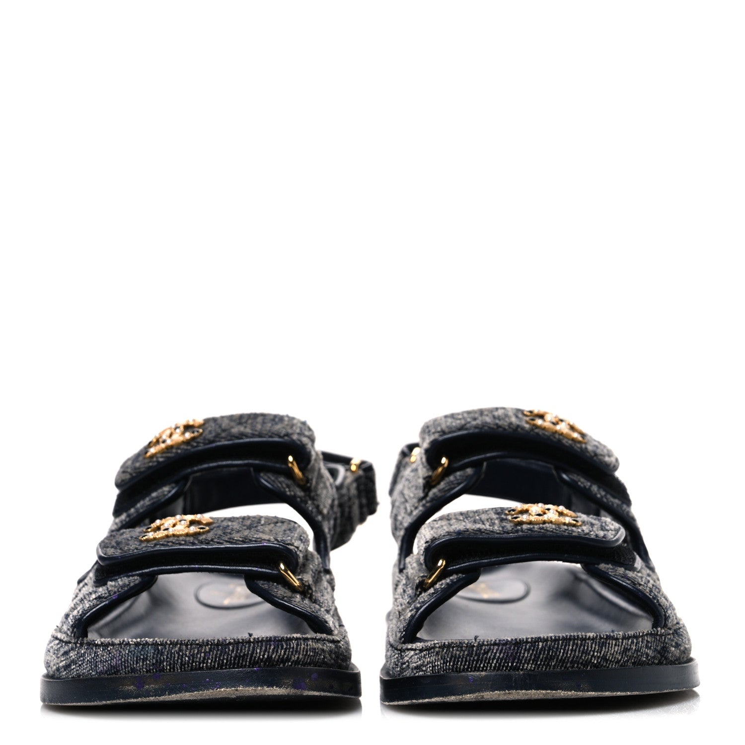 Chanel Velvet Velcro Dad Sandals 36 Grey 3 of 12