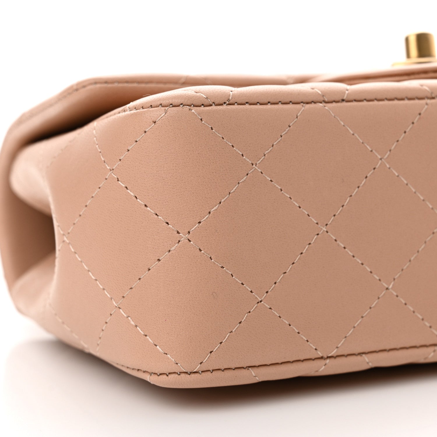 Chanel Lambskin Quilted Mini Top Handle Rectangular Flap Beige 9 of 11