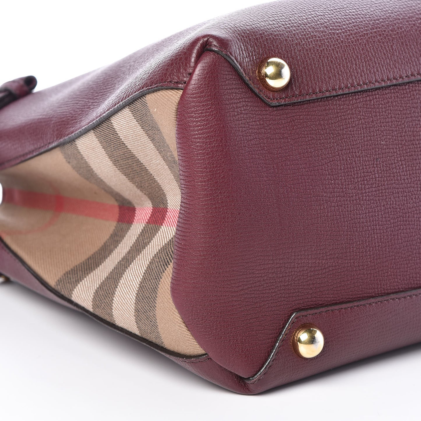 Grainy Calfskin House Check Medium Banner Tote Mahogany Red