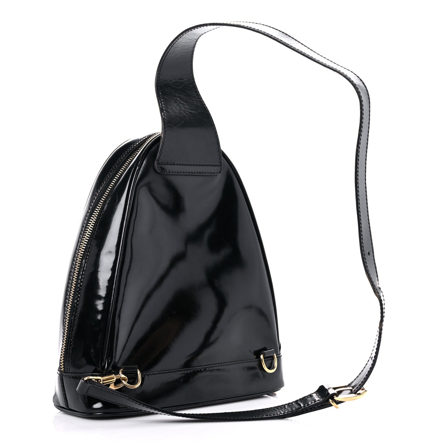Gucci Patent Bamboo Backpack Sling Black 3 of 23