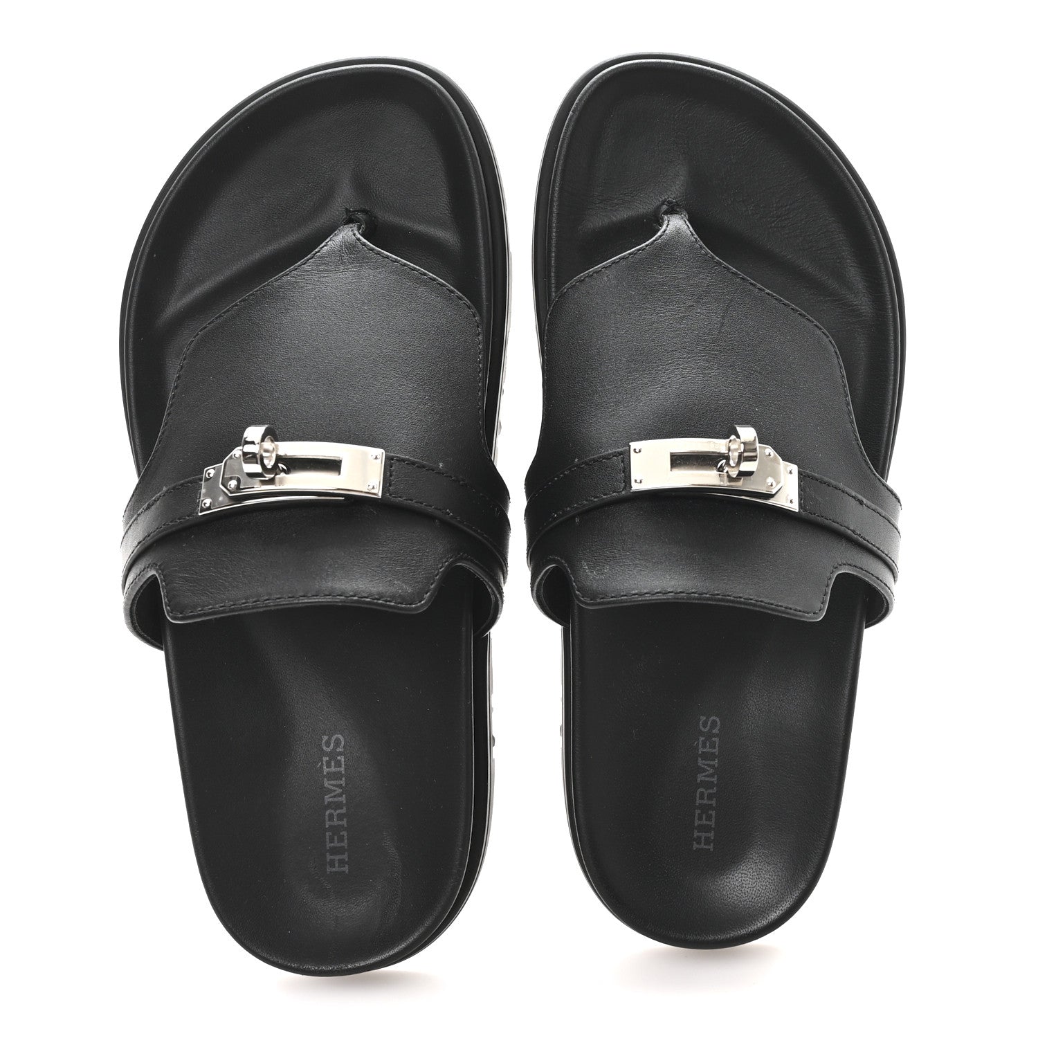 Hermes Calfskin Womens Empire Sandals 36 Black 2 of 9