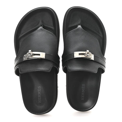 Hermes Calfskin Womens Empire Sandals 36 Black 2 of 9