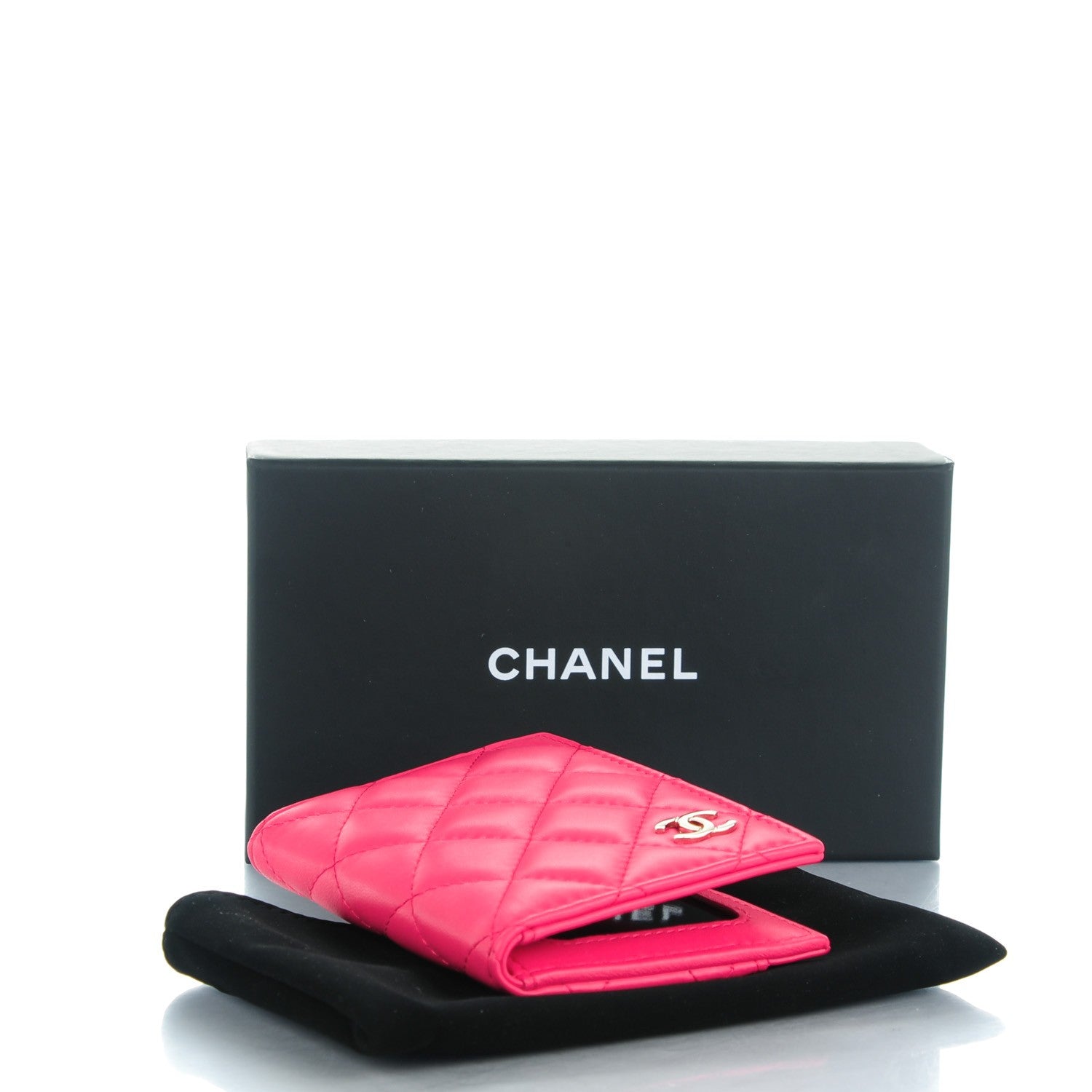 Chanel Lambskin Quilted Card Holder Wallet Fuchsia 4 of 7