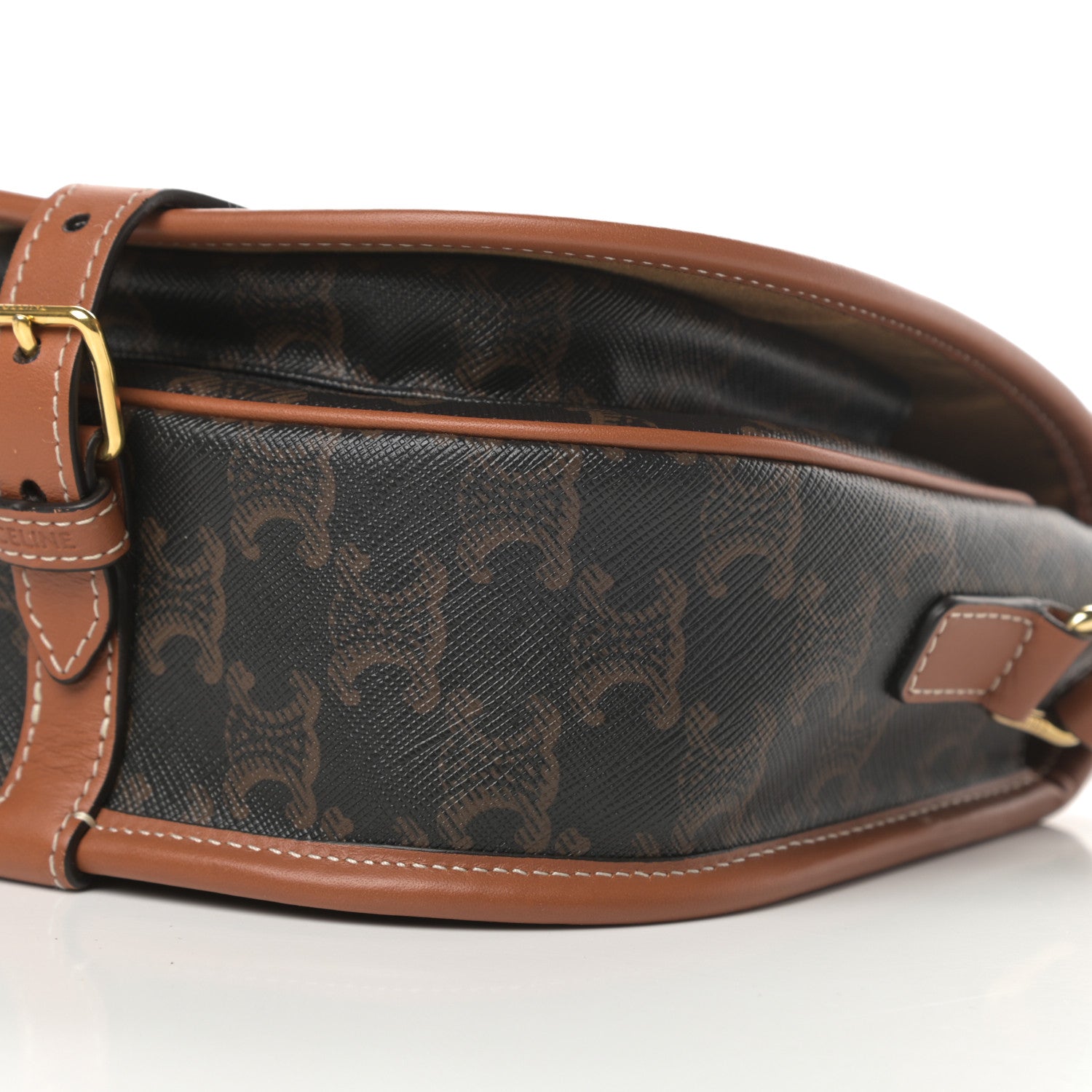 Celine Triomphe Canvas Medium Folco Bag Tan 10 of 10