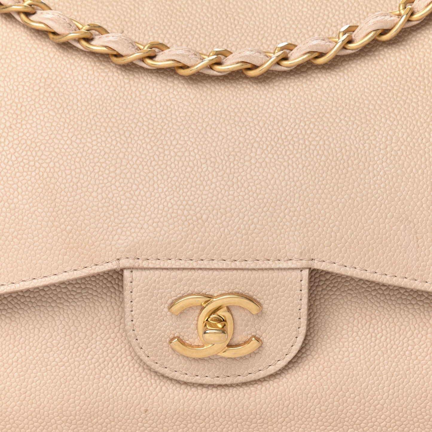 Grained Calfskin Jumbo Classic Pure Double Flap Nude
