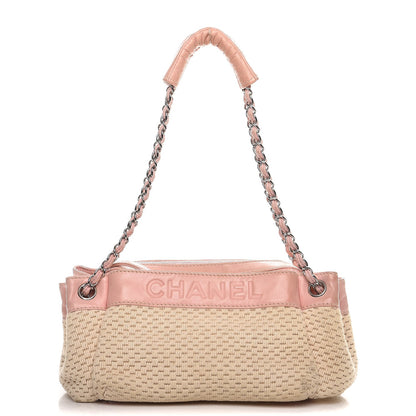 Chanel Canvas Woven Lambskin Lax Accordion Hobo Pink 2 of 15