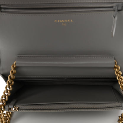Chanel Caviar Quilted Boy Wallet On Chain WOC Grey 5 of 12