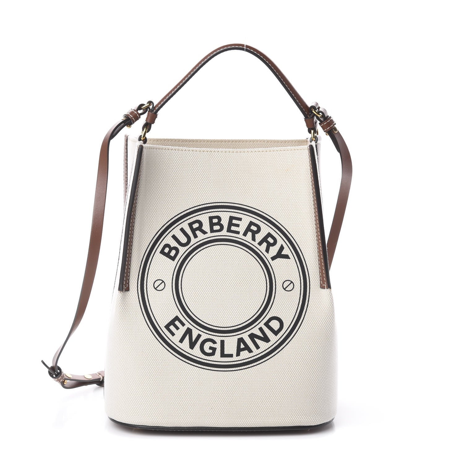 Burberry Canvas Cotton Small Peggy Bucket Bag Natural Gold 1 of 8