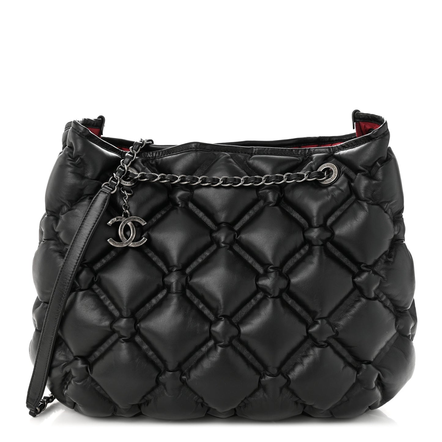Calfskin Quilted Chesterfield Shoulder Bag Black