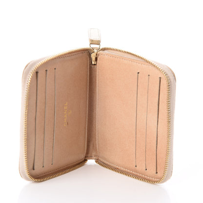 Chanel Lambskin Camellia Embossed Zip Around Card Holder Light Beige 5 of 10