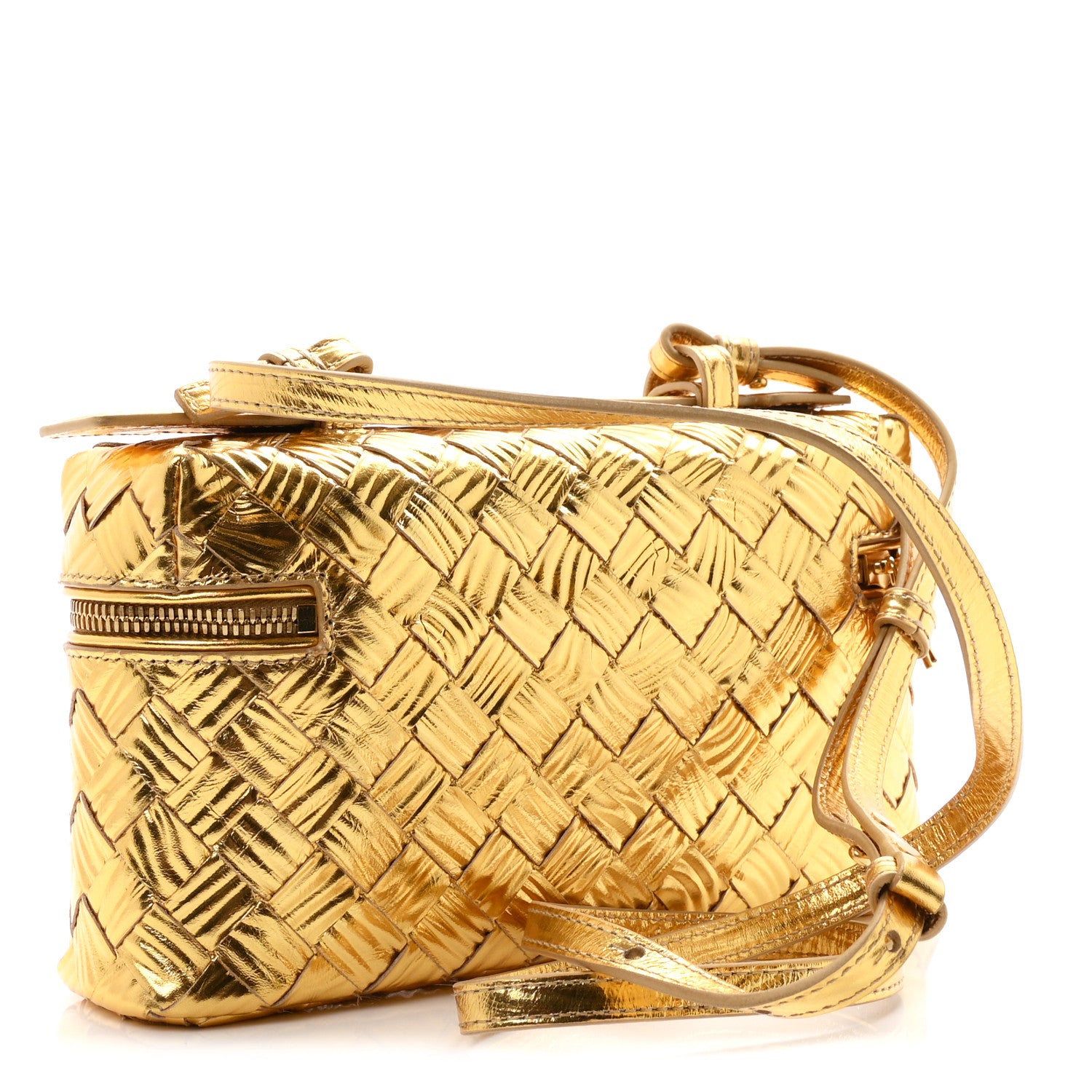 Bottega Veneta Metallic Intreccio Millefili Bang Bang Vanity Case Gold 2 of 9