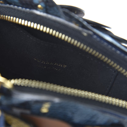 Burberry Calfskin Embossed Snakeskin Fish Shoulder Bag Dark Cobalt 8 of 9