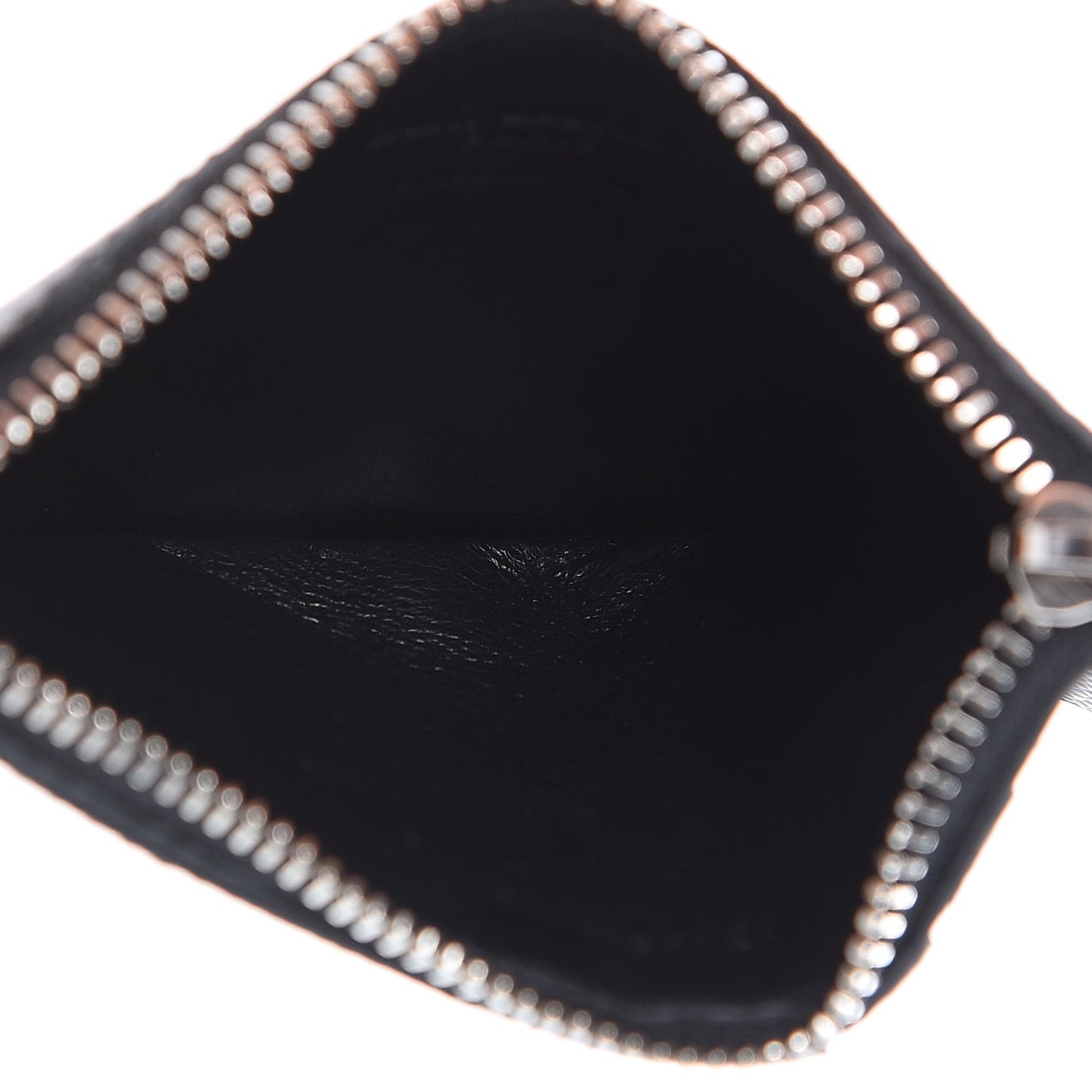 Grained Calfskin 5 Fragments Zip Pouch Card Holder Black