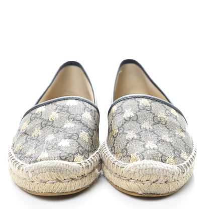 Gucci GG Supreme Monogram Bees Espadrille Flats 38 Beige Ebony Oro Black 2 of 14