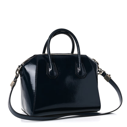 Givenchy Crinkled Patent Deerskin Small Antigona Deep Blue 2 of 12