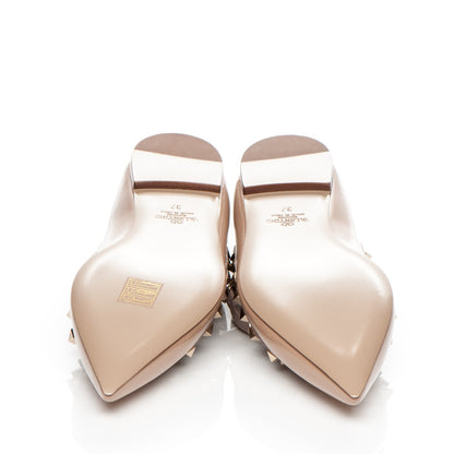 Valentino Garavani Patent Rockstud Cage Ballerina Flats 37 Camel Rose Poudre 5 of 7