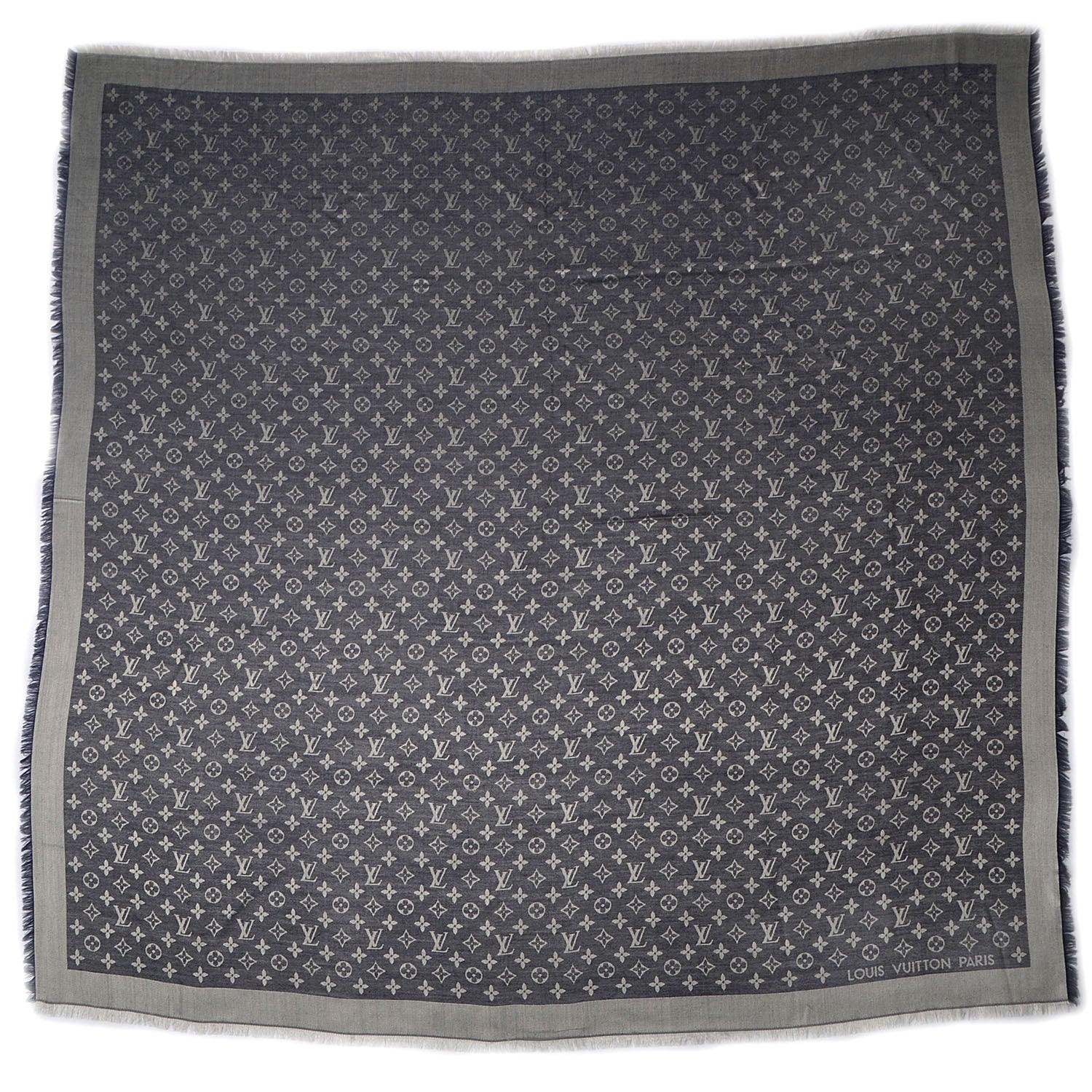 Louis Vuitton Silk Wool Monogram Denim Shawl Blue 3 of 5