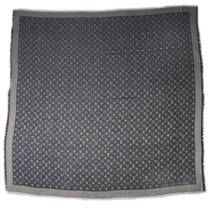 Louis Vuitton Silk Wool Monogram Denim Shawl Blue 3 of 5