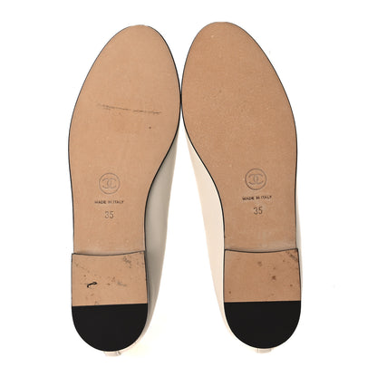 Chanel Lambskin Cap Toe CC Ballerina Flats 35 White Black 7 of 13