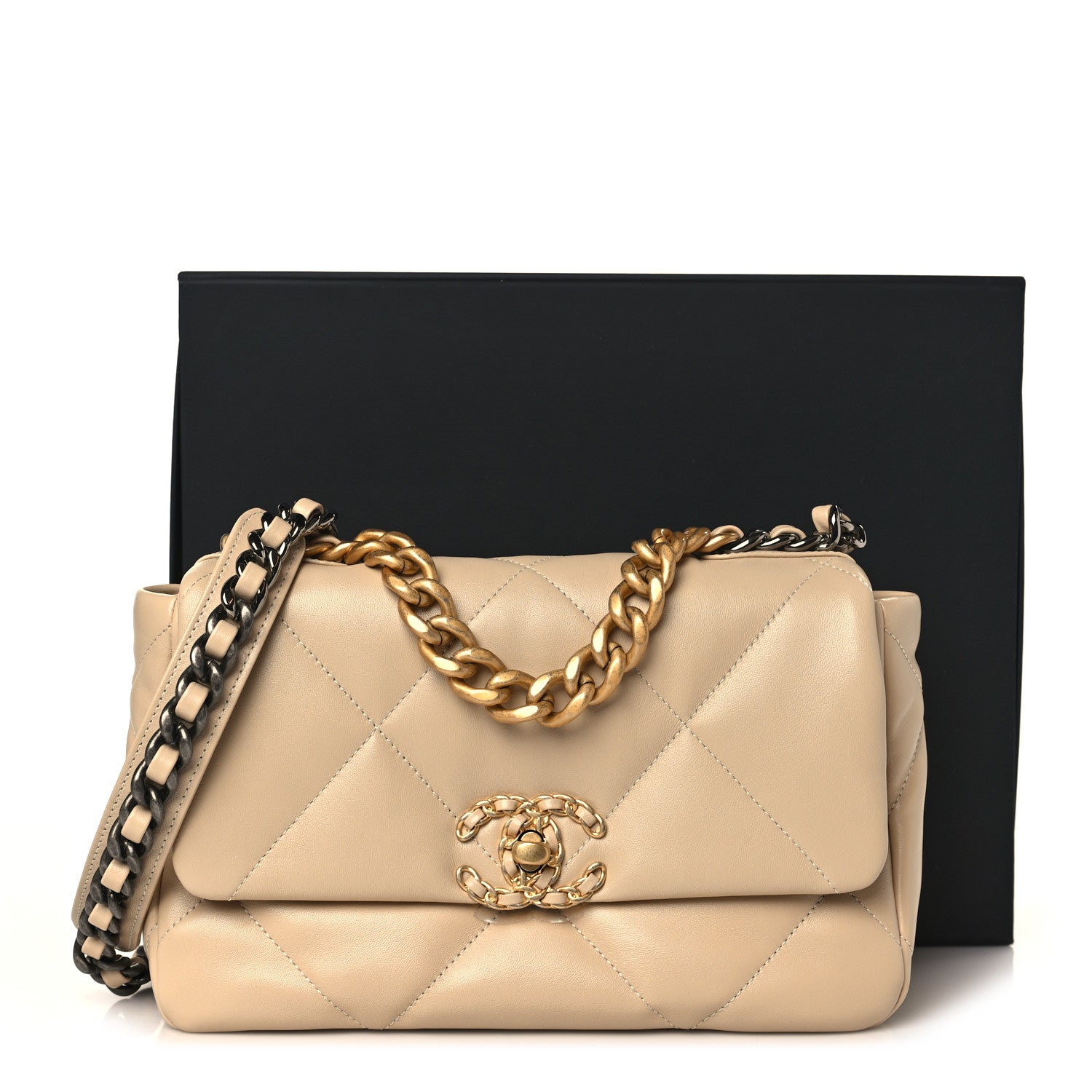 Chanel Lambskin Quilted Medium Chanel 19 Flap Beige 10 of 10