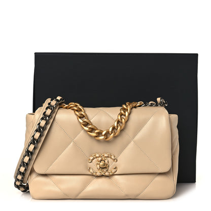 Chanel Lambskin Quilted Medium Chanel 19 Flap Beige 10 of 10