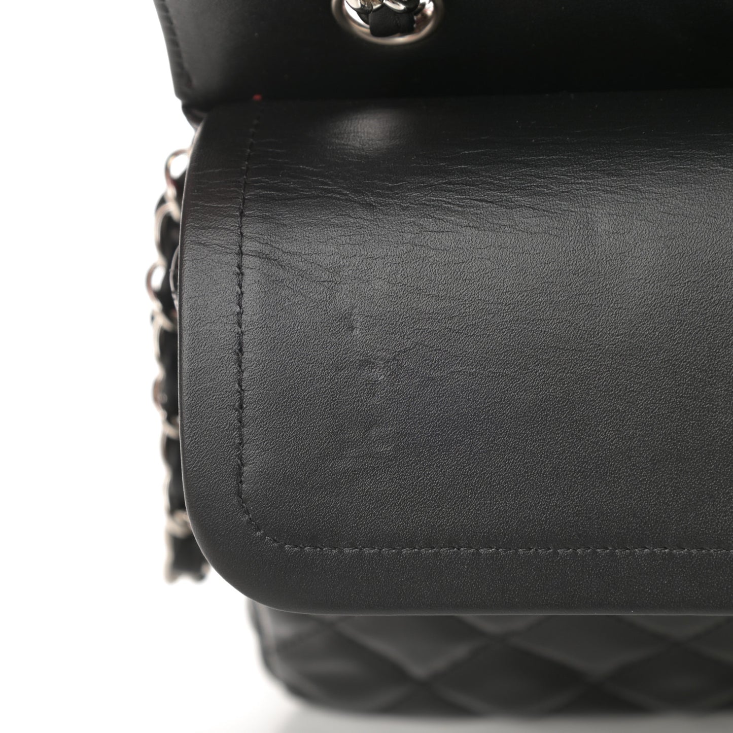 Patent Calfskin Quilted Bi-Color Medium Double Flap Red Black