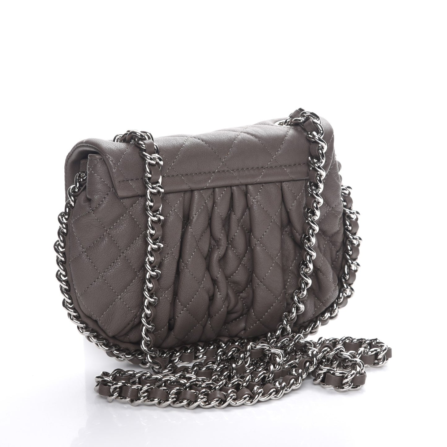 Washed Lambskin Quilted Mini Chain Around Flap Taupe