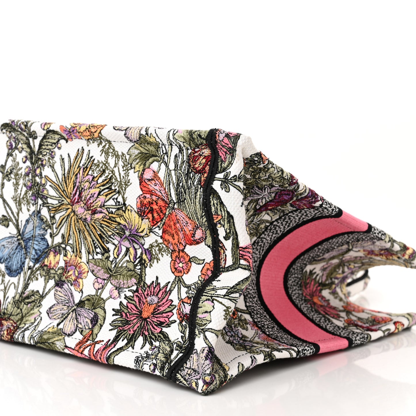 Canvas Embroidered Medium Mexico Millefiori Book Tote White Multicolor