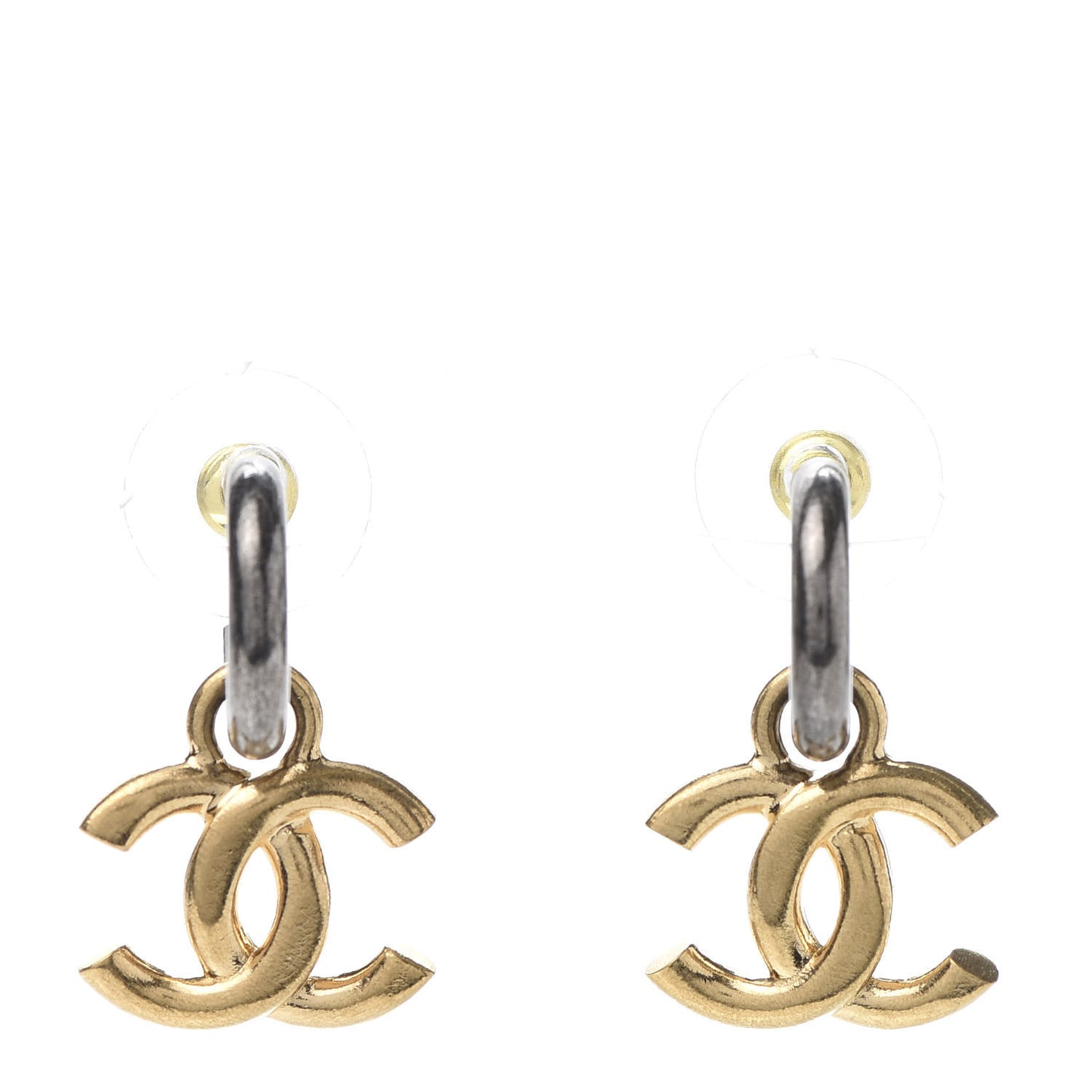 Metal Drop CC Earrings Ruthenium Gold