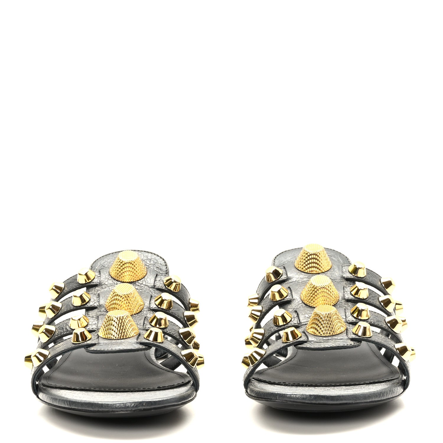 Balenciaga Agneau Lambskin Giant Gold Hardware Flat Sandals 36 Grey 3 of 9
