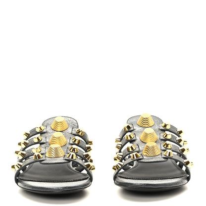 Balenciaga Agneau Lambskin Giant Gold Hardware Flat Sandals 36 Grey 3 of 9